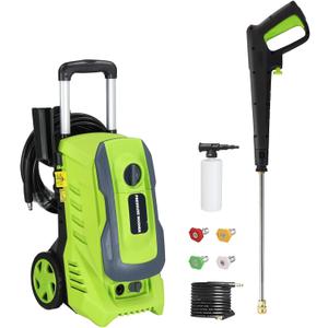 Winado Electric Pressure Washer 3300PSI, Max 2.0 GPM Power Washer Machine with Hose Reel, 4 Quick-Connect Nozzles, Spray Gun, Foam Spray for Car, Patio, Garden, Driveways Cleaning(Green)