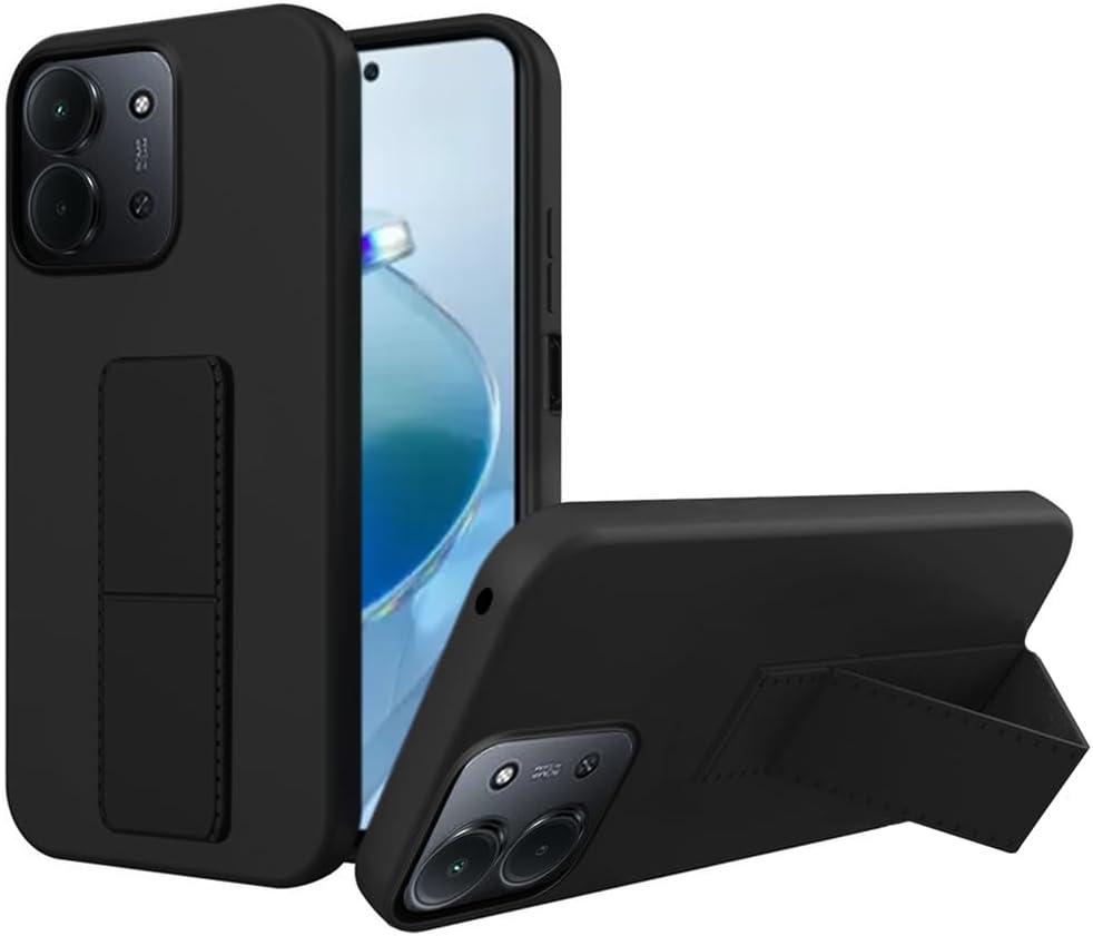 Compatible for Xiaomi Redmi 15C 4G Phone Case, Multi-Functional Magnetic Folding Kickstand/Stand Silicone TPU Slim Fit Shockproof Protective Cover Case for Xiaomi Redmi 15C 4G 2025 - Black