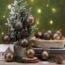 12 Pcs 2.36 Inch Christmas Vintage Rusty Textured Balls Ornaments Neutral Earth Tone Copper Rustic Plastic Shatterproof Hanging Ball Ornaments for Xmas Tree Table Home Decor (Classic)