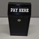 Yaocom Safe Cash Box Money Collection Metal Donation Box with Lock Wall Mount Pre Drilled Mailbox Delivery Ballot for Home Office Outdoor Self Serve Stand(Black,10.2 x 5.7 x 2.8 Inch)