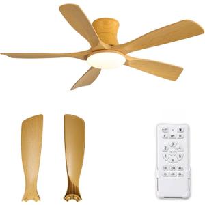 Ceiling Fans with Lights, 56 inch Ceiling Fans with Lights and Remote Control, Quiet Reversible DC 5 Bades, Dimmable Memory 3CCT, Use for Bedroom Kitchen Living Room