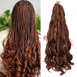French Curly Braiding Hair 24 Inch 8 Packs - Pre Stretched Bouncy Braiding Hair- Loose Wavy Synthetic Hair Extensions For Black Women (24 inch 8 packs 30/33)