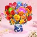 Elegant Roses Light and Music Pop Up Card, 12 Inches Flowers 3D Greeting Card, Happy Mother's Day, Gift For Mother, Grandma, Mom, Stepmom, Wife, Women, Includes Envelope & Message Note