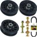 2 Pack 532194326 Pulley with 532194327 Pulley 130969 Belt Replaces Craftsman 194326 Idler Pulley, 194327 Idler Pulley for Husqvarna YTH22V46, YTH20K46, LGT2654, YTH2348, YTH1542XP Ride Mowers
