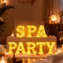 Honoson 8 Pcs Spa Party Decorations Lights up Sign 6.42 Inch Spa Theme LED Neon Sign Marquee Lights Supplies for Women Girls Day Makeup Sleepovers Slumber Birthday Party Decor