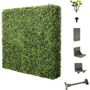 E&K 18" Wx18 Hx12 D Artificial Boxwood Hedge Wall, Faux Grass Outdoor Privacy Screen Indoor Divider Freestanding Greenery Backdrop for Office Garden Backyard Balcony