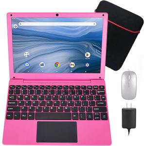 10.1Inch Laptop,Quad-Core Processor with Android 12.0 OS,2GB RAM,64GB EMMC,Built-in Camera, WiFi,USB Interface,Tpye-C Charging for Learning and Entertainment (Pink 2GB+64GB)