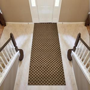 BESTVUE 2' x 6' Runner Rugs with Rubber Backing, Outdoor Indoor Utility Non Slip Carpet Rug Runner for Hallway, Custom Size Area Rugs Mat for Entryway Balcony Patio Kitchen Garage Stair Laundry, Checkered Brown
