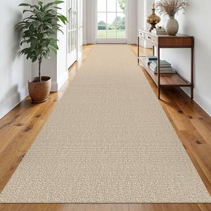 EARTHALL Runner Rug 3x20 Ft Washable Runners for Hallways Extra Long Woven Non Slip Entryway Runner Braided Kitchen Runner Indoor Outdoor Carpet Runners for Hotels, Officel, Stair, Send/Beige