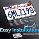 100% Carbon Fiber License Plate Frame,New Full Carbon Fiber snap-on 4 Hole License Plate Frame,unobstructed View,with Screw Caps, Anti-Vibration Pads