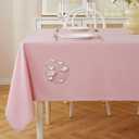 JIALE Rectangle Tables Cloth, Waterproof Stain Resistant Tablecloth, Wrinkle Free Farmhouse Dining Table Cover, Soft Fabric Table Cloths for Dinner/Party/Holiday, 52 X 70 Inch, Pink, Pack Of 2