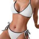 AYMGVK Bikini Sets for Women Two Piece Swimsuit Halter String Triangle Bathing Suit (White XL)