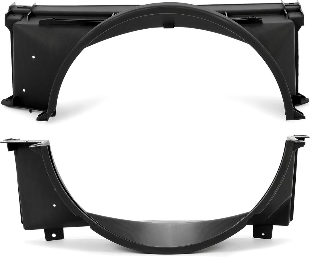 HECASA Fan Shroud Compatible with 1988-1999 Chevy Chevrolet GMC Sierra C/K 1500 2500 3500 Series Replacement for 15739589 GM3110116 15696691 GM3110117 Front Upper & Lower Radiator Fan Shroud Black