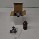 Vivaplex, 4, Large, 8 oz, Empty, Amber Glass Bottles with Black Lotion Pumps
