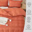 2 x EMME Boho Duvet Cover Twin Size Pumpkin - 2 Pieces Soft & Breathable Tufted Boho Shabby Chic Embroidery Bedding Set for All Seasons, 1 Duvet Cover with 1 Pillow Shams & Zipper Closure (Pumpkin, Twin)