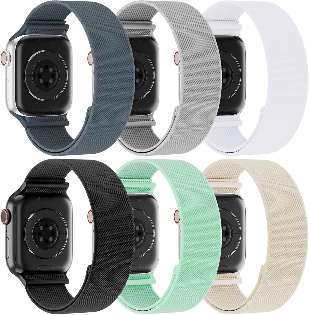 Stretchy Solo Loop Compatible with Apple Watch Band 38mm 40mm 41mm 42mm 44mm 45mm 46mm 49mm Women Men, Adjustable Soft Nylon Sport Elastic Strap for iWatch Series 11/10/9/8/SE/7/6/5/4/3 Ultra