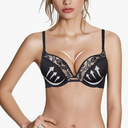 Push Up Thick Padded Plunge Underwire T Shirt Lace Bra Lift Support for Women Add One Cup Size 40A
