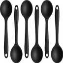 Beieverluck 6 Pack Large Silicone Cooking Spoons 10.8'' Heat Resistant Kitchen Spoons for Cooking Silicone Serving Stirring Mixing Spoons, black