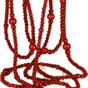 12 Feet Christmas Wooden Beads Garland Round Craft Farmhouse Vintage Wood Bead Garlands for Xmas Decoration Supplies(Dark Red)