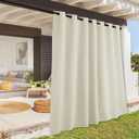 RYB HOME Outdoor Curtains for Patio - Waterproof Privacy Blackout Insulated Curtains for French Door Porch Pergola Cabana Sun Room Deck, W 100 x L 84 inch Long, 1 Pc, Beige