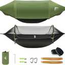 Camping Hammock Tent with Mosquito Net & RainFly, 3 in 1 Waterproof Portable Sleeping Hammock Bug Backpacker Lightweight Outdoor Gear Swing for Hiking Travel Patio Expedition(Dark Green), 106"L x 55"W
