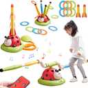 3 in 1 Musical Jump, Toss Ring Game and Stomping Launch Rocket Launcher for Kids Outdoor Toys with Remote Control, Indoor Outside Toy for Kids Ages 4-8 Toys for Ages 5-7 8-13 Birthday Gifts