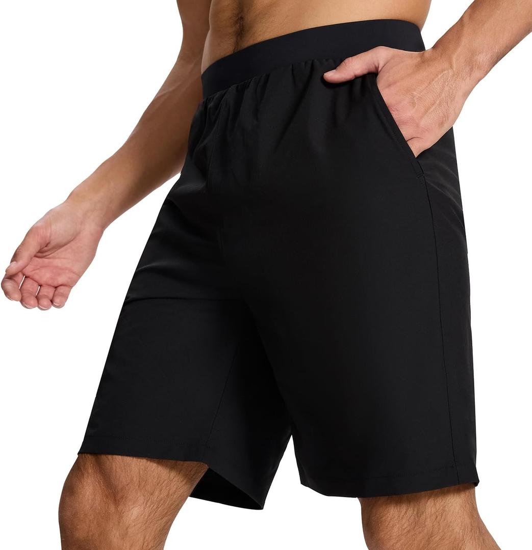 Men's Running Athletic Workout Gym Shorts Lightweight Quick Dry for Men Active with Hidden Zip Pocket (Medium, Black)