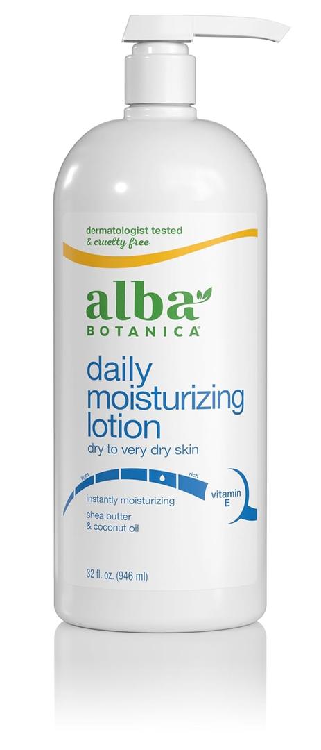 Alba Botanica Daily Moisturizing Lotion, Dry to Very Dry Skin, with Shea Butter and Coconut Oil, 32 Oz (Packaging May Vary)