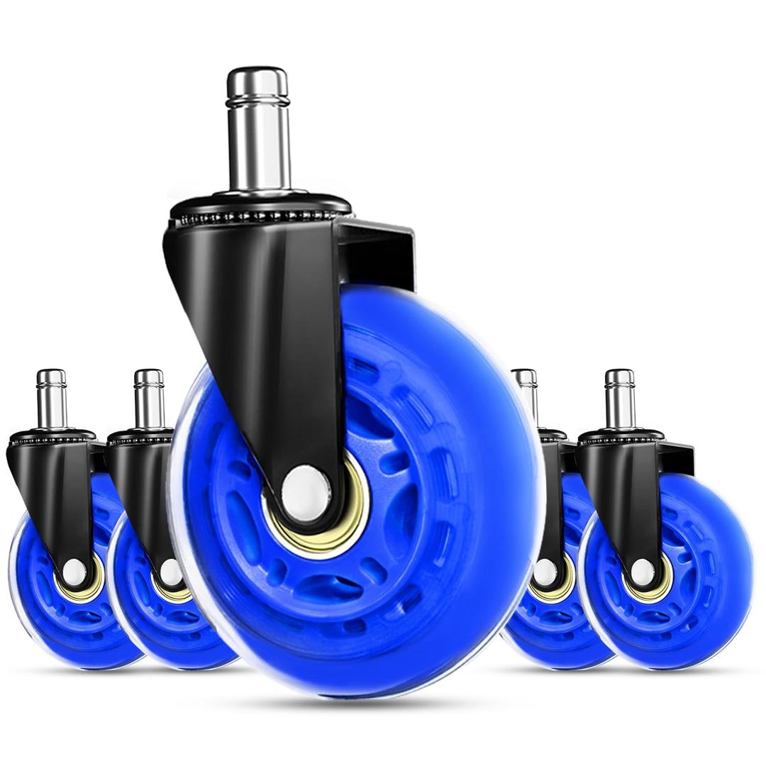 RidRed Gaming Chair Wheels - Heavy-Duty Office Chair Wheels - Replacement Rubber Casters- Universal Fit 3 Inch Chair Casters, Noise Free, Fits 98% Chair, for All Floor