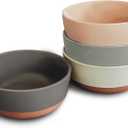 Set of 4 Porcelain Bowls, 25oz - Microwave, Dishwasher & Oven Safe for Soup, Cereal, etc. (Assorted Neutrals)