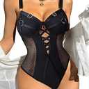 Avidlove Women Lingerie Bodysuit Mesh Teddy Underwire Lace Bodysuits One Piece Babydoll With Snap Crotch M Set of 2