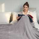 Electric Heated Blanket 90"x100" King Size - 4 Heat Settings & Dual Controllers, 10H Auto Shut Off, Ultra-Soft Coral Fleece Heated Blanket with Overheat Protection, Light Grey