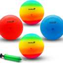 Four Square Balls, 8.5 Inch Playground Ball for Kids Outdoor Dodgeball Kickball Handball Game with Hand Pump