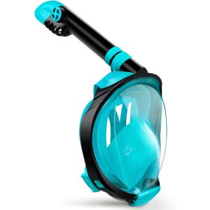 Greatever G2 Full Face Snorkel Mask with Latest Dry Top System,Foldable 180 Degree Panoramic View Snorkeling Mask with Camera Mount,Safe Breathing,Anti-Leak&Anti-Fog (Large/ X-Large, Green)