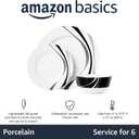 Amazon Basics 18-Piece Complete Kitchen Dinnerware Set, Microwave and Dishwasher Safe, Plates, Dishes, Bowls, Swirl, Heat Resistant, Service for 6, Everyday Use