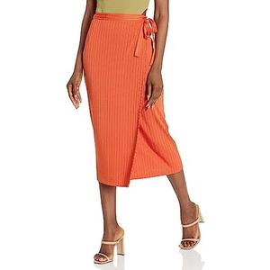 Club Monaco Women's Shiny Wide Rib Wrap Skirt, XS