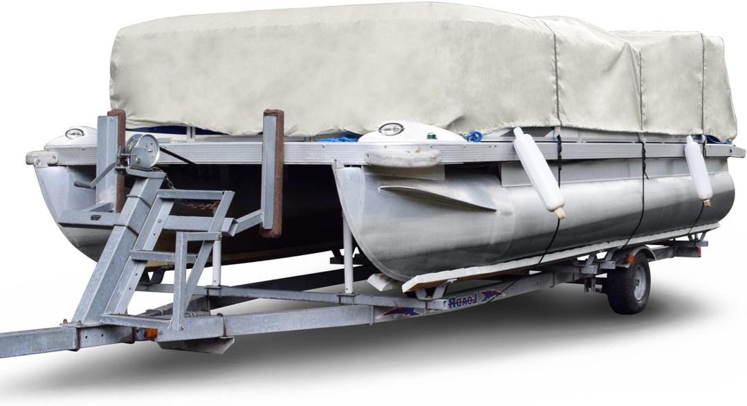 Budge P-300-2 300 Denier Pontoon Cover Gray 20' - 24' Long (Beam Width Up to 110") Lightweight, Waterproof, UV Resistant