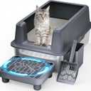 Enclosed Stainless Steel Cat Litter Box with Lid, Extra XL Large Metal Litter Box with High Sided, Easy Clean, Odorless, Anti-Urine Leakage, Includes Scoop (Darkgray)