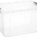 Superio Clear Storage Box with Lid, 26.5 Quart Plastic Container Bins for Organizing, Stackable Crates, BPA Free, Non Toxic, Odor Free, Organizers for Home, Office, School, and Dorm