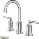 Bathroom Faucet 3 Hole, 8 Inch Widespread Bathroom Faucets with Pop-up Drain and Supply Line, Bathroom Sink Faucet for Sink, Vanity, RV, Brushed Nickel