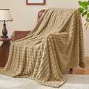 BEDELITE Camel Throw Blanket for Couch and Bed- Super Soft and Warm 3D Checkered Fluffy Fuzzy Fleece Blanket, Luxurious Plush Cozy Blanket for Room Decor Spring, 50x60 inches
