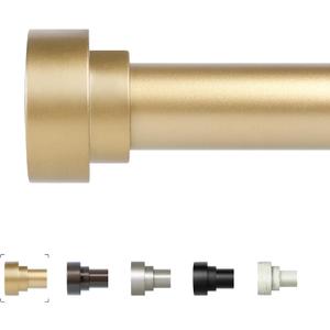 Gold Curtain Rods (4FT),1 Inch Heavy Duty Curtain Rods,Adjustable Curtain Rod Set,Modern Decorative Drapery Rods,Telescoping Single Window Curtains Rods Brass Gold