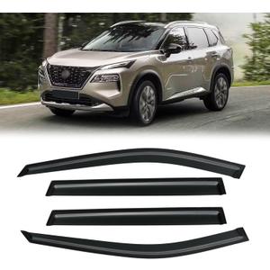 Window Visor for 2021-2026 Nissan Rogue, Out-Channel Rain Guards Shields Vent Deflector Shade Wind Dark Smoke 2022 2023 2024 2025 21 22 23 24 25 26, Tape-On Outside-Mount, 4PCS