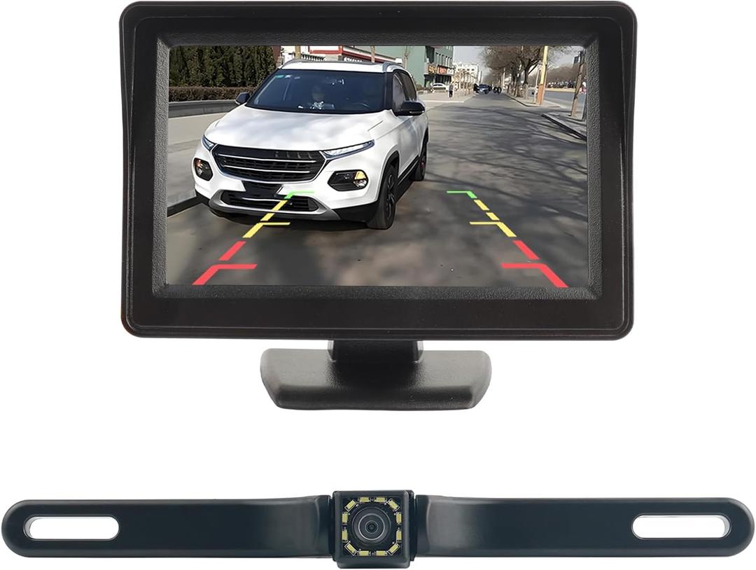 Backup Camera for Car,Plug & Play Car Back up Camera with 90 Degree Wide Angle & Night Vision Design,Power Cord,Multi-Function 12 LED HD Backup Cameras with Monitor Cars Accessories