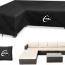 Kipiea L-Shape Patio Furniture Covers Waterproof, 500D Heavy Duty Outdoor Sectional Cover Windproof, Outdoor Couch Cover Anti-UV, No Tears & No Fading (Left Facing, 90" x 120" L x 33.5" D x 31" H)