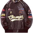 Aelfric Eden Faux Leather Jacket Oversized Racing Motorcycle Jackets Moto Coats Unisex Trendy Streetwear Jacket, Size Medium