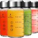 10oz Juice Bottles - 6 Pack Wide Mouth Glass Bottles with Lids- BPA Free, Stainless Steel Lids for Juicing, Smoothies, Infused Water, Beverage Storage - Leakproof, Borosilicate, Clear