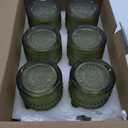 Vintage Glassware Drinking Glasses Set of 6,12 oz Hobnail Glass Cups,Embossed Green Water Tumbler,for Beer,Cocktail,Whiskey,Juice and Various Mixed Drinks- 1 Cleaning Brush
