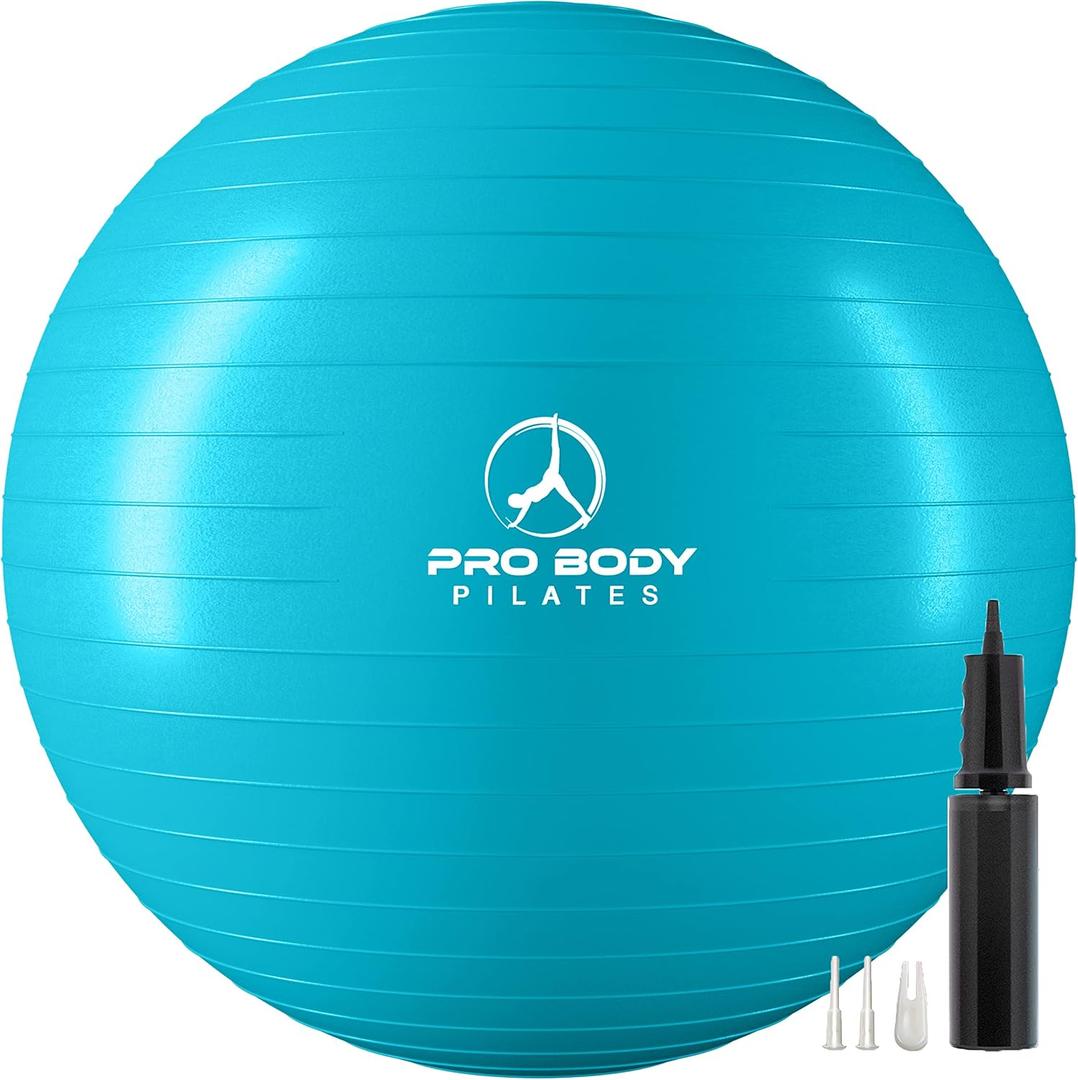 ProBody Pilates Yoga Ball - Fresh Colors Exercise Ball for Stability, Pregnancy, Workout & Physical Therapy (L (22.8"-25.5"), Sky)