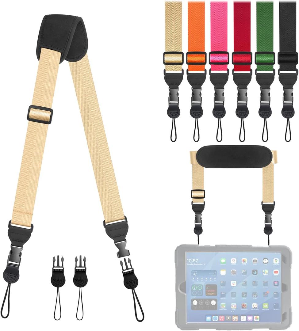 Universal Shoulder Strap, Removable Neoprene Padded Camera Strap, Adjustable Neck Lanyard for iPad, Binocular, Tablet Case, Camera, Luggage Bag (Khaki Universal Shoulder Strap)